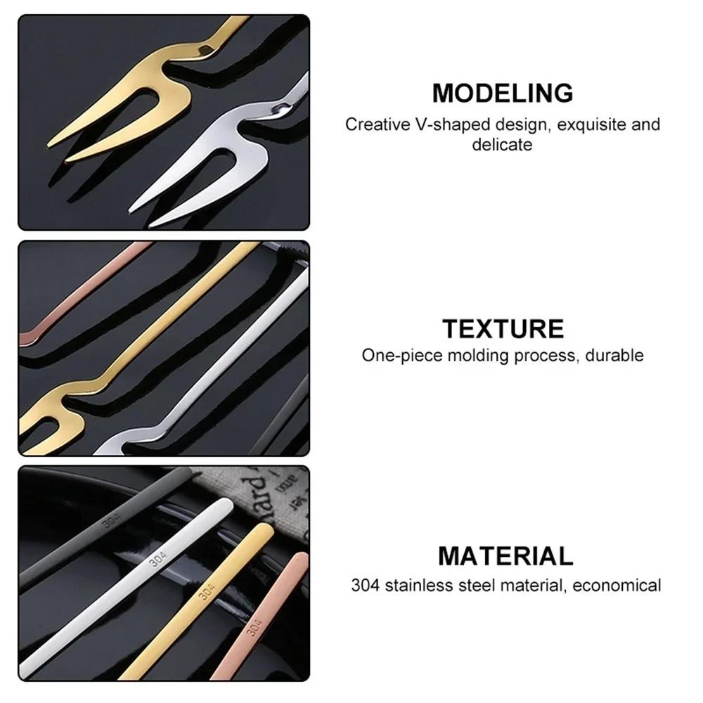 1 Pcs Solid Color Stainless Steel Fruit Forks Small Size Pickle Forks Cocktail Salad Cake Forks Tableware Banquet Party Supplies