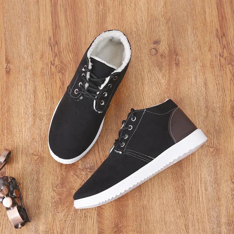 Männer Kurze Stiefel Neue Retro Plüsch Warme Bequeme Dicken Sohlen Arbeit Schnee Stiefel Outdoor-Mode Sport Casual Baumwolle Schuhe2024