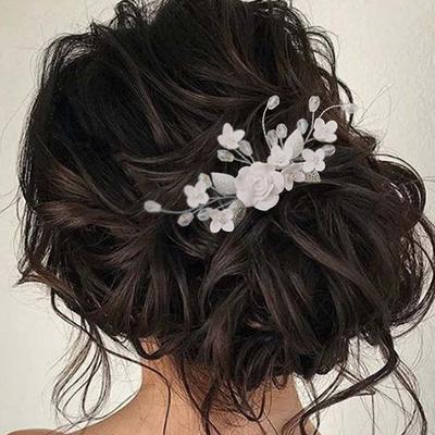 Bridal Wedding Hair Accessories Flower Shiny  Hair Combs Barrette Jewelry Luxurious Women Bride Headpiece