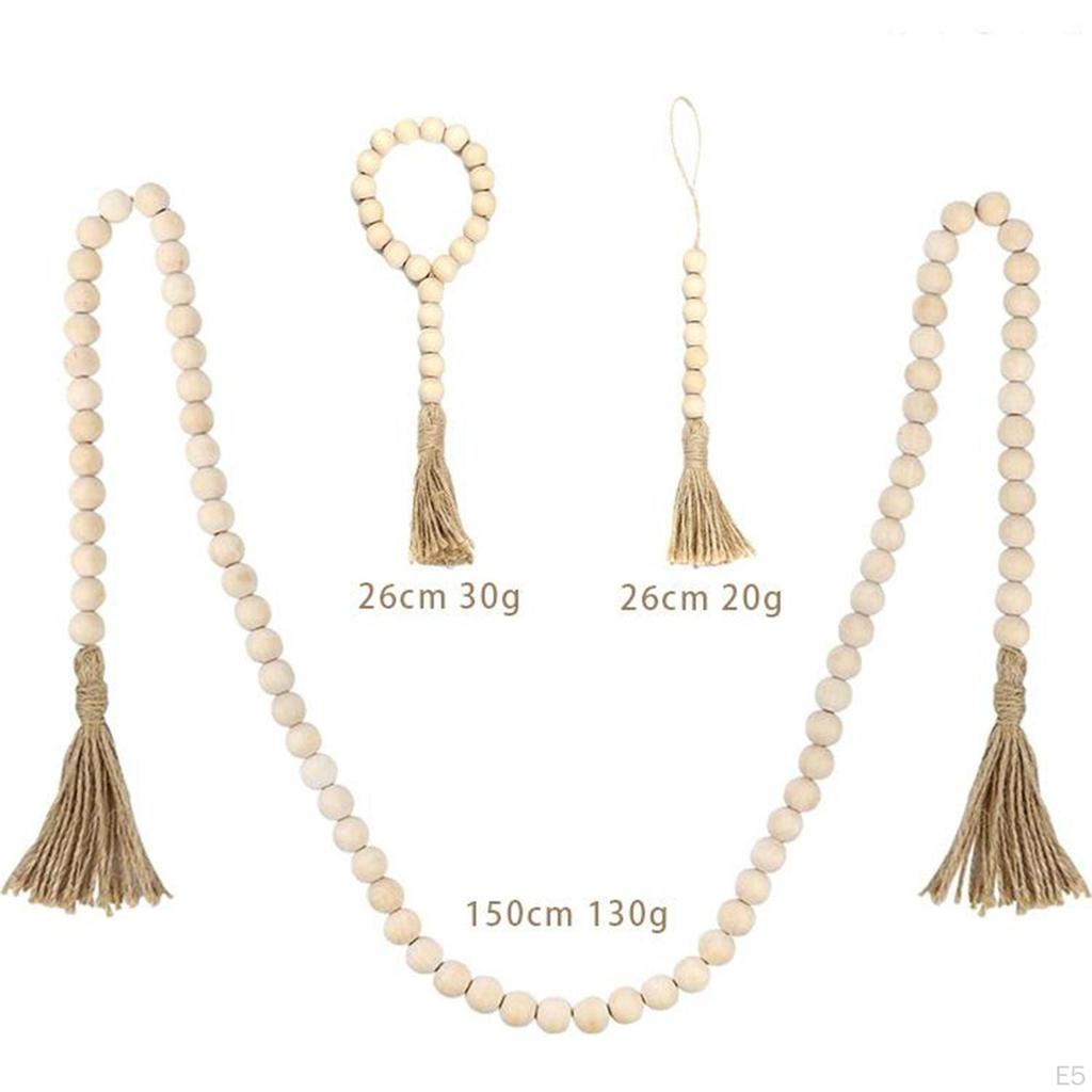 Bohemian Wood Bead Tassel Garland - Home Decor Piece