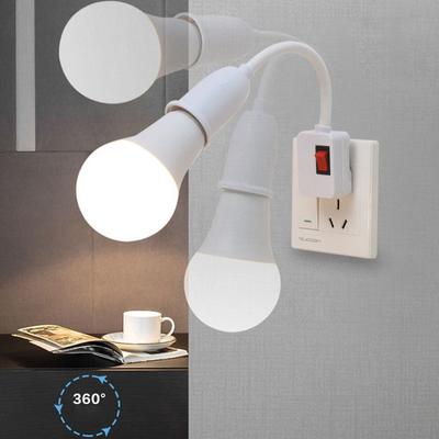 Soclu de lampă E27 Suport bec cu cap LED Lumină îndoire flexibilă reglabilă cu comutator Baza lămpii de masă LED cu economie de energie