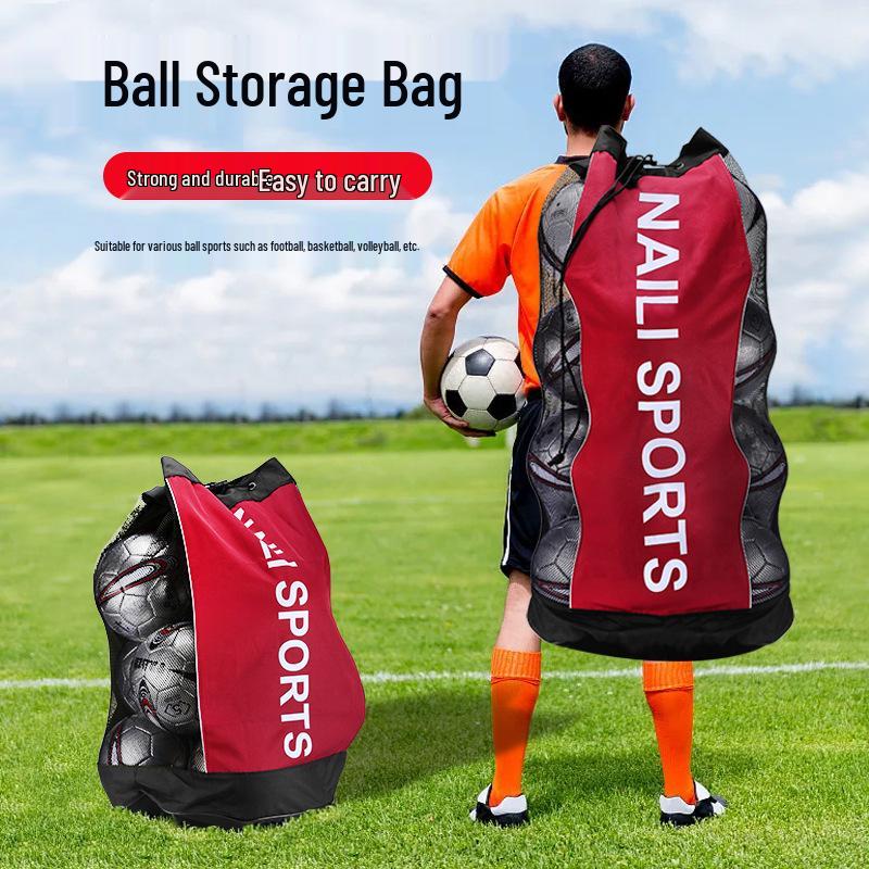 

Large Capacity Mesh Sports Ball Storage Bag with Mesh Pocket for Football, Basketball, and Volleyball Small Shoulder Bag красный
