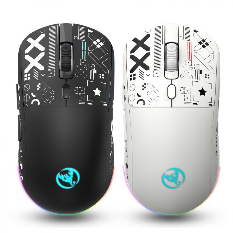 Silent Cross-Platform Wireless Gaming Mouse with RGB & 3600dpi, Rechargeable, Three Modes