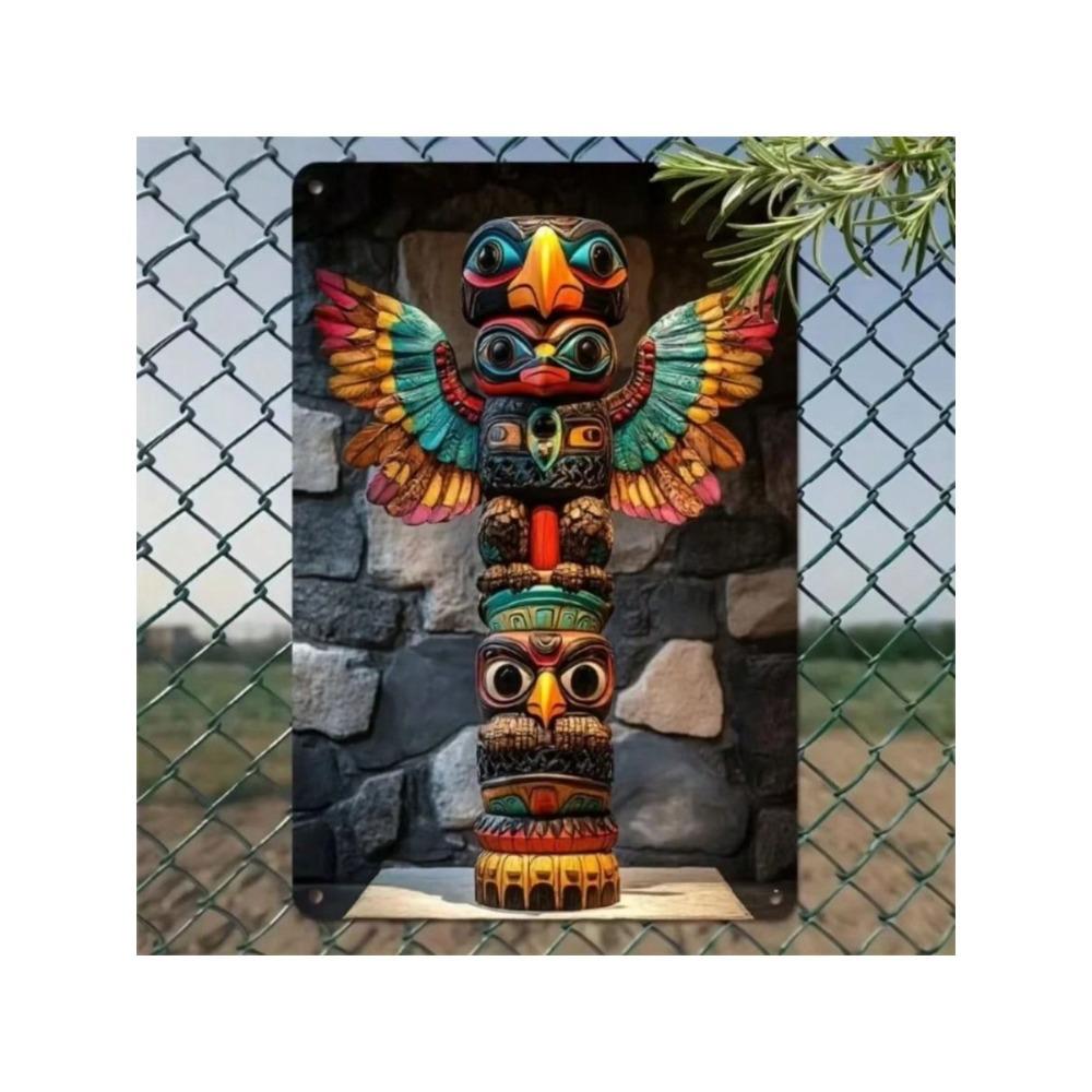 Vintage Metal Wall Art Retro Totem Stone Decor Panel
