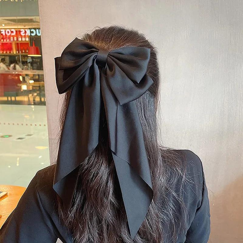 

Solid Color Large Bowknot Hair Clip for Women Barrettes Ponytail Holder Girls Hair Accessories Bow Ribbon Headband Gift