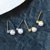 925 Sterling Silver Simple Crystal Pearl Stud Earrings Women Fashion Charm Anniversary Gift Jewelry