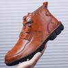 Erkek Rahat Ayakkabılar Hakiki Deri Oxford Ayakkabı Erkekler için El Dikiş Ayak Bileği Chukka Çizmeler Kahverengi İş Botları