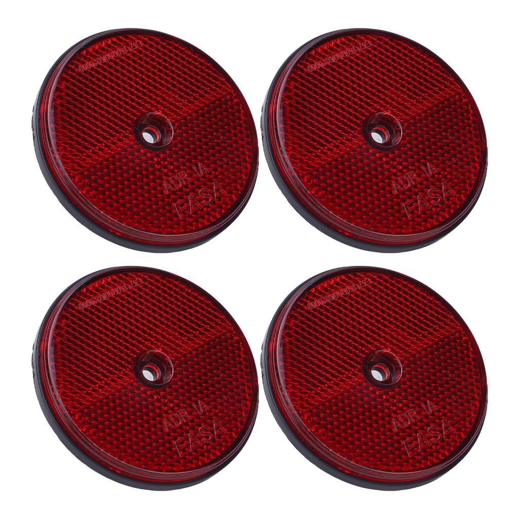 4Pcs Safety Reflectors Red Round 72mm Dia with Screw for Mailboxes Driveway Tunnels Post Cars Trailer Red