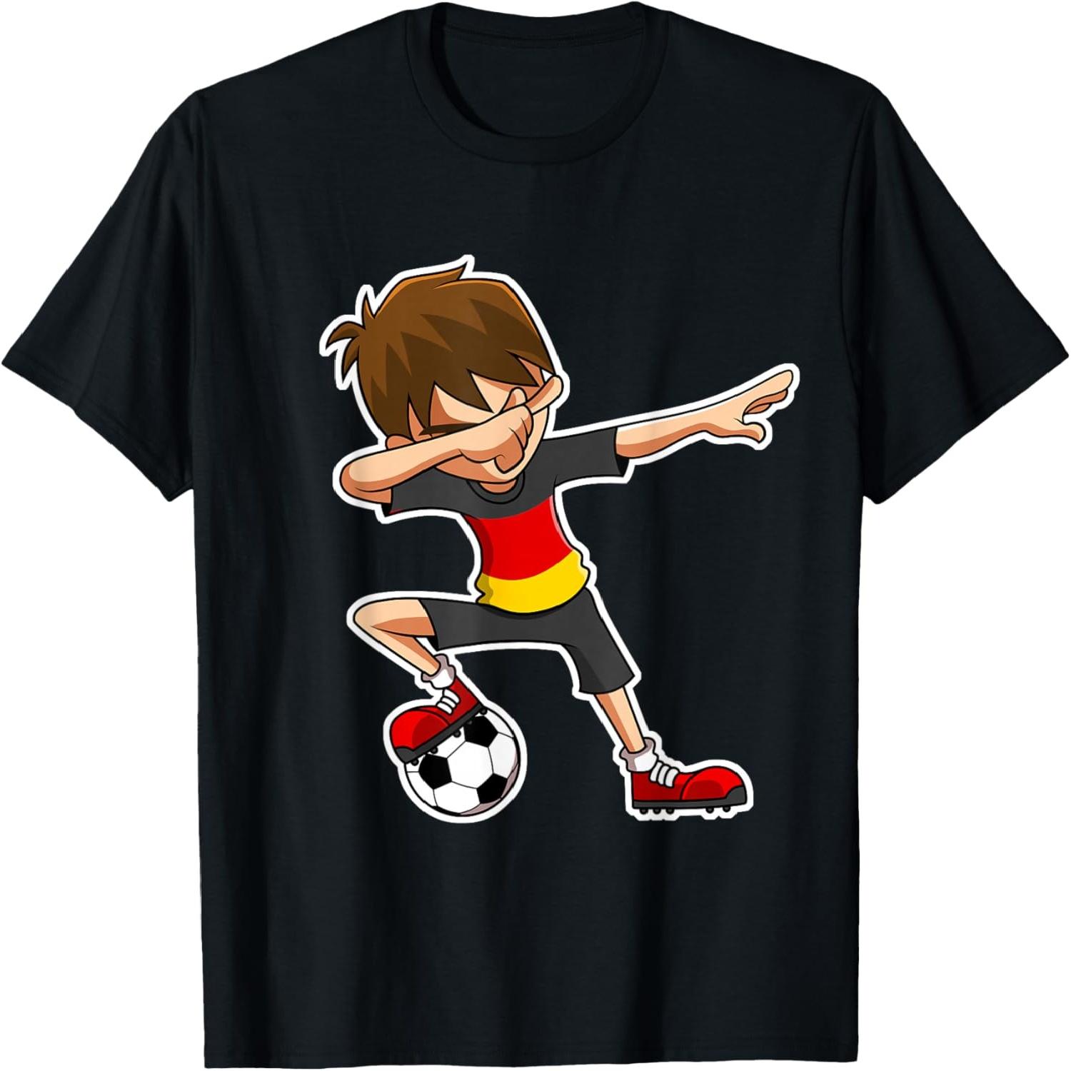 Футболка с принтом Dabbing Soccer Boy Германия, Подарочная футболка для немецких детей S разноцветный