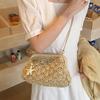 Yogodlns Women Straw Shoulder Bag Chain Strap Woven Crossbody Bags Large Capacity Cloud Clutch Purse Stylish Solid Color Beach Handbags