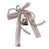 Elegant Lace Bows Keychain With Faux Pearl Detail For Women Girls Fashionable Bag Accessory Gift Alloy Keyring