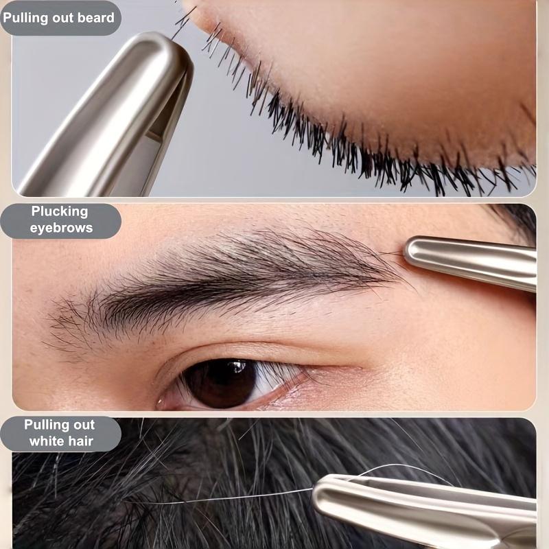 Stainless Steel Tweezers for Eyebrows, Mustache & Beard Trimming Precision Painless Hair Removal Tool with Tight Clamping