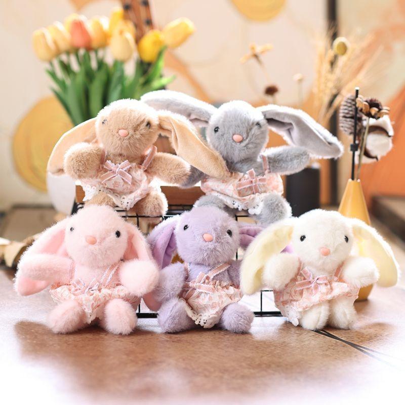 Cute Skirt Bunny Plush Toy Pendant Key Chain Bag Decor For Gift And Kids Play