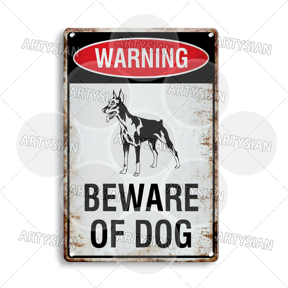 Beware Of Dogs Metal Sign Doberman Rottweiler Beagle Border Collie Dalmatian Bulldog GSD No Dogs Allowed Guide Dogs Welcome