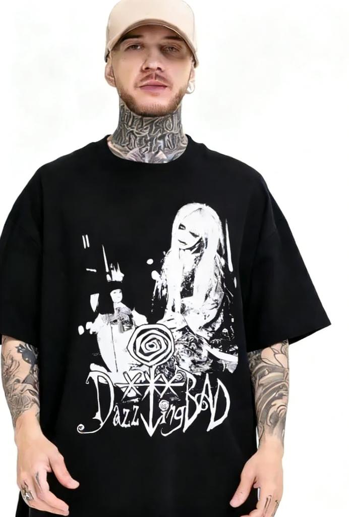American Vintage DazzlingBAD Japanese Band Merch Gothic TShirt Summer New Vintage Fashion Mens and Womens Streetwear 2026