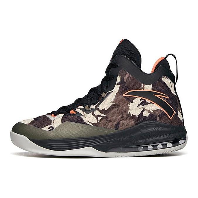 Anta The Shield Slip Resistant Abrasion Resistant High Top Vintage Basketball Shoes Men's Green Black Orange 91711101-8