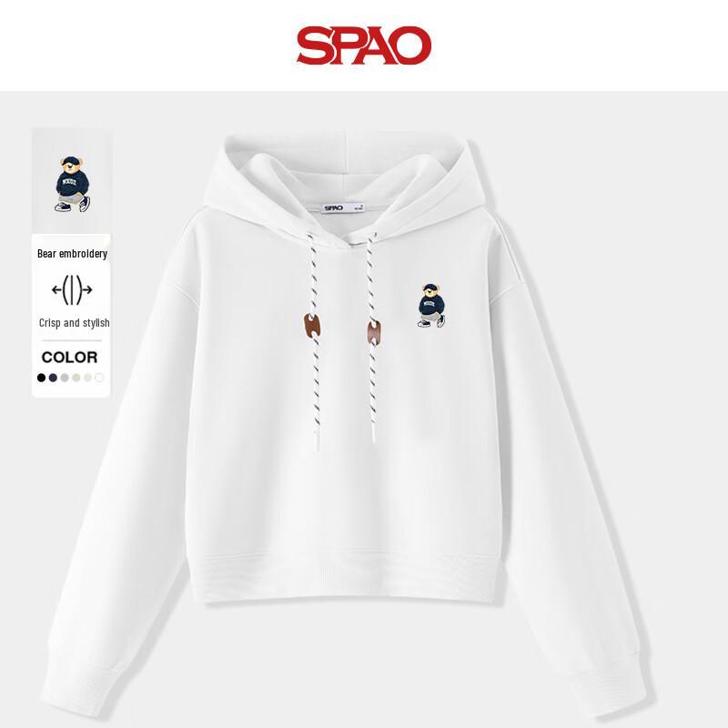 

Женское худи SPAO в стиле винтаж с принтом медведя и цветными блоками XL