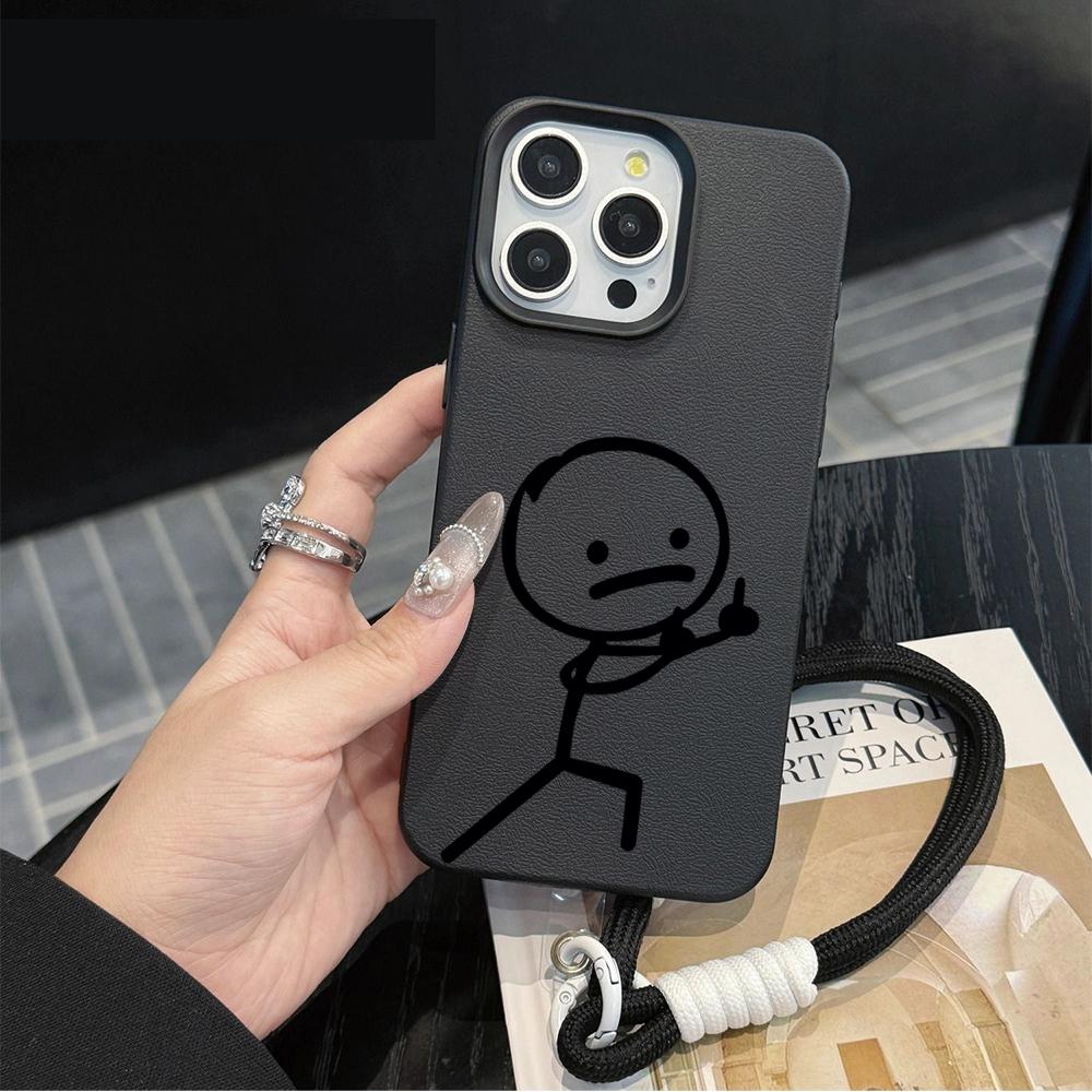Wacky Stickman Strap Rope Phone Case For iPhone 17 16 15 14 13 12 Pro Max 16 15 14 Plus 17 16 15 Pro 17Air Silicone Matte Cover