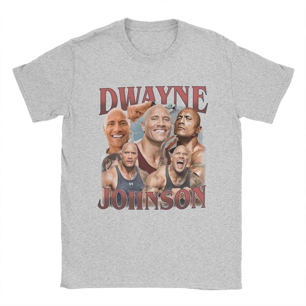 Men T-Shirt Dwayne Johnson Bootleg 90s Style Vintage Pure Cotton Tee Shirt Short Sleeve T Shirt Crewneck Tops Summer