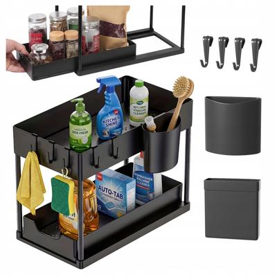 Regalorganizer 2-stöckig Unterspülbecken-Regal Haken Ausziehbar Zwei-stöckig