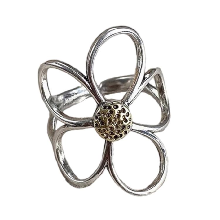 

Elegant Finger Rings Hollow Flower Rings Party Accessories Flower Weddings Rings Copper Texture Great for Casual Outfits 1