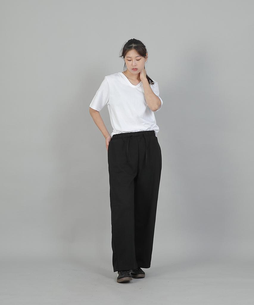SAINTCREW Soft Elastic Waist Wide Pants Esb-384 Black