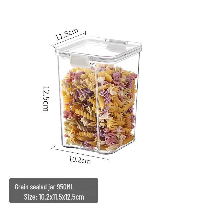 „Transparente Vorratsdosen aus lebensmittelechtem Kunststoff für Getreide und Snacks“