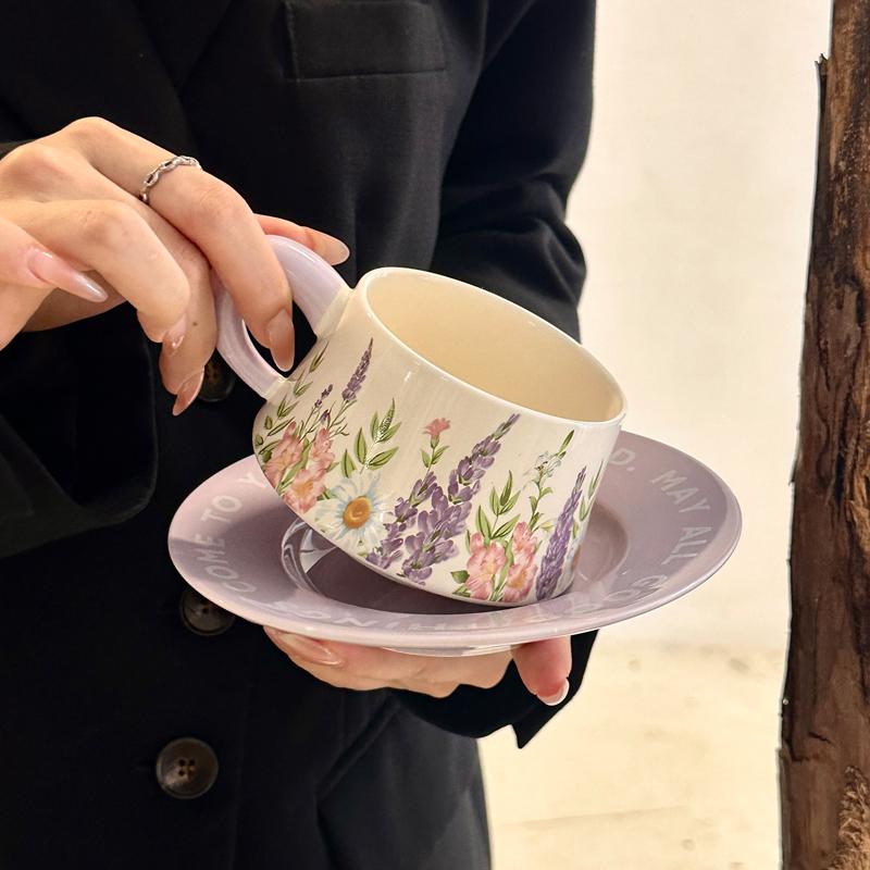 Retro Office Water Cup Girls High Value Coffee Cup Exquisite Ceramic Cup Set Souvenir Birthday Gift