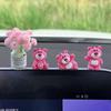 Car ornament cute strawberry bear central control screen decompression little doll car interior decoration new internet famous