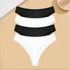 FINETOO 4Pcs Cotton Ribbed Underwear Women's Sexy Low-Waist Breathable Thongs Girls Sports Panties Stretchy T Back Soft Lingerie