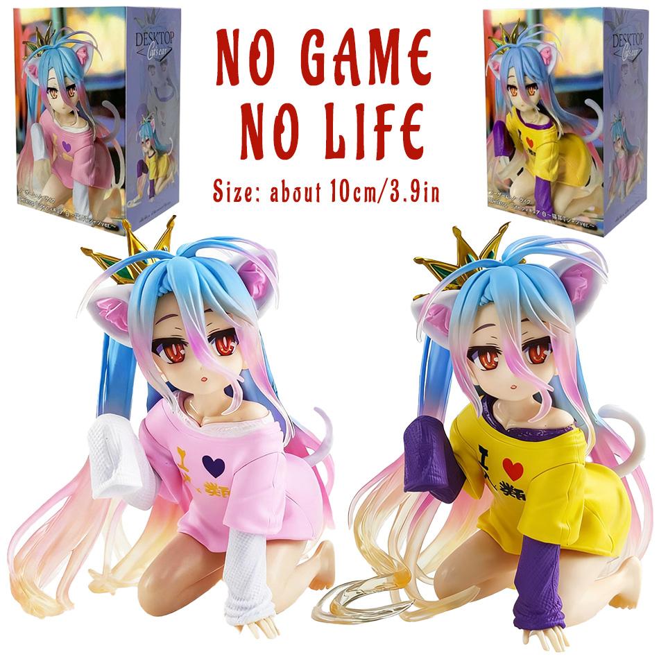 New No Game No Life Anime Figure Desktop Cute Cat Ear Shiro Action Figure Room Decorations PVC Adult Collection Model Doll Toys