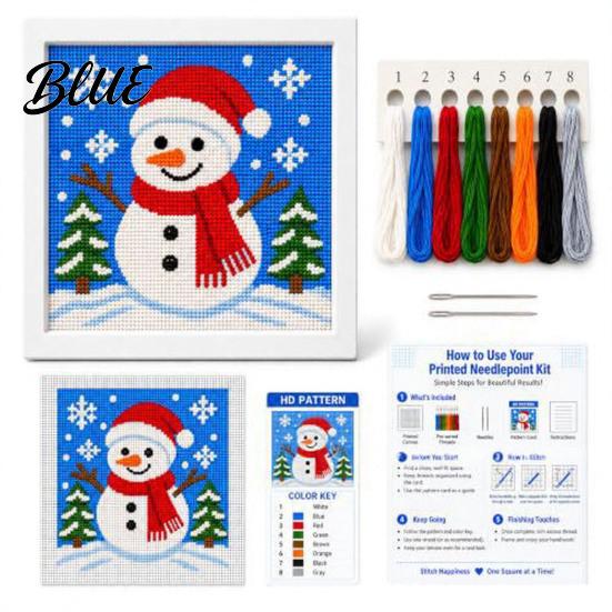Needlepoint Kit for Beginners DIY Christmas Kit, Holiday Cross Stitch Santa Snowman Elk Patterns, Needlework Craft Adults Teens, Wall Art Handmade