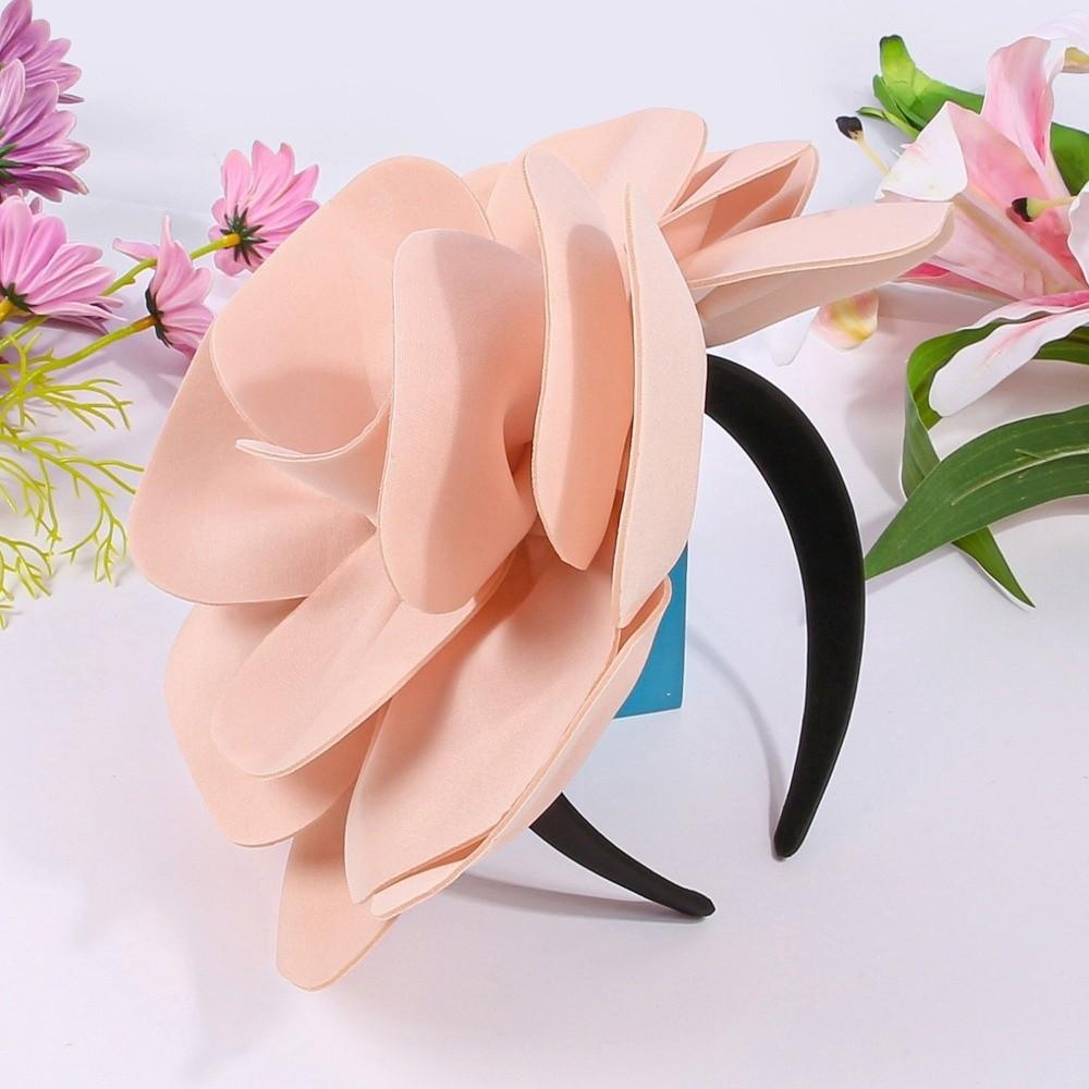 Fashion Solid Color Hairbands Elegant Headwear Headband Large Flower Hair Hoop Dinner Party