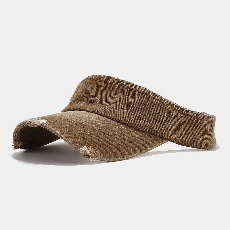 

Trendy Korean Ripped Denim Sun Visor - Stylish British Retro Outdoor Sun Protection Hat Adjustable темно-коричневого кольору