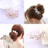 Korean Style Rhinestone & Pearl Bow Alloy Hair Comb Accessory for Brides