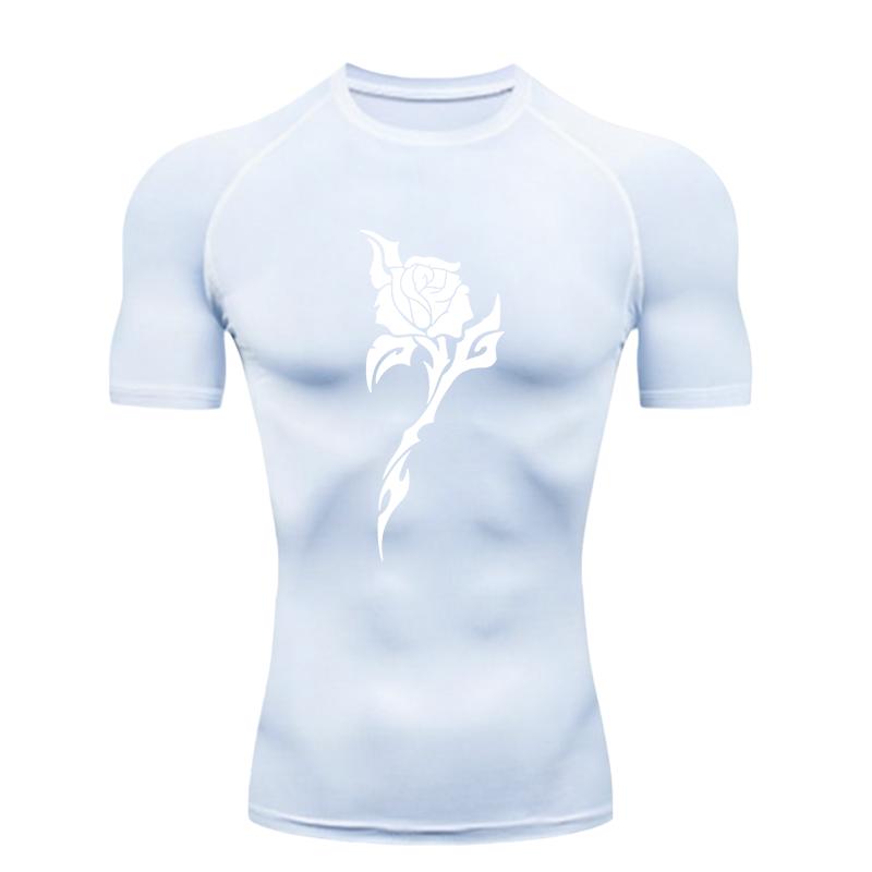 Black Rose  Men's Sports T - Shirt Training Fitness Compression Quick Dry Short Sleeve T - Shirt
