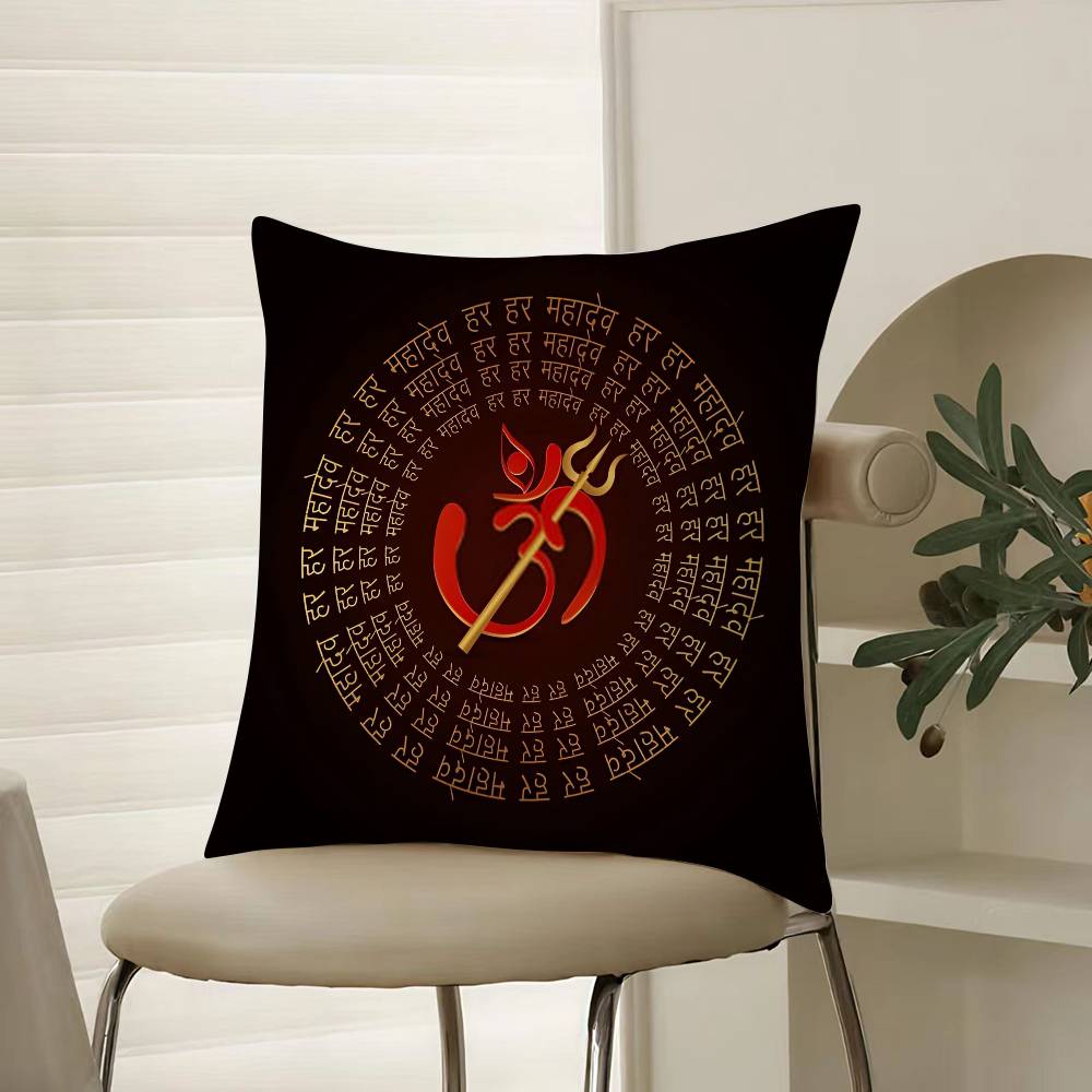 Shiva Classical Design Print Pillow Case Comfort Sofa Bed Silky Elegant Invisible Zipper Decorative Cushion Cover