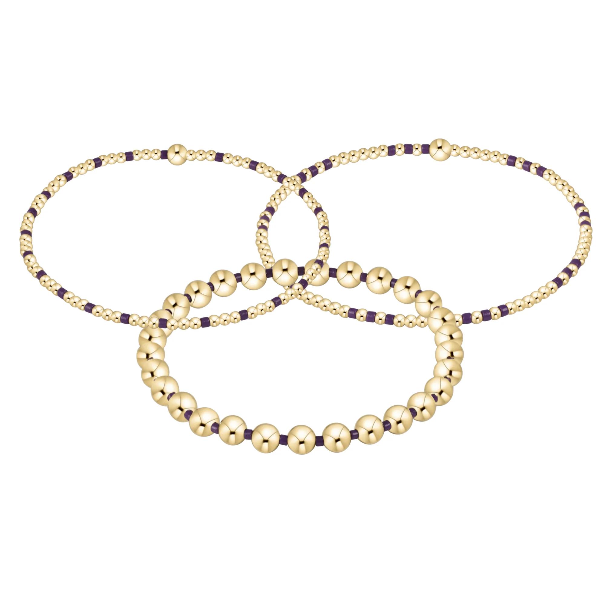 

Vlen 3pcs 18K Gold Plated Beaded Bracelet Multicolor Elastic Stackable Beads Bracelets Waterproof Dainty Jewelry for Women Gift