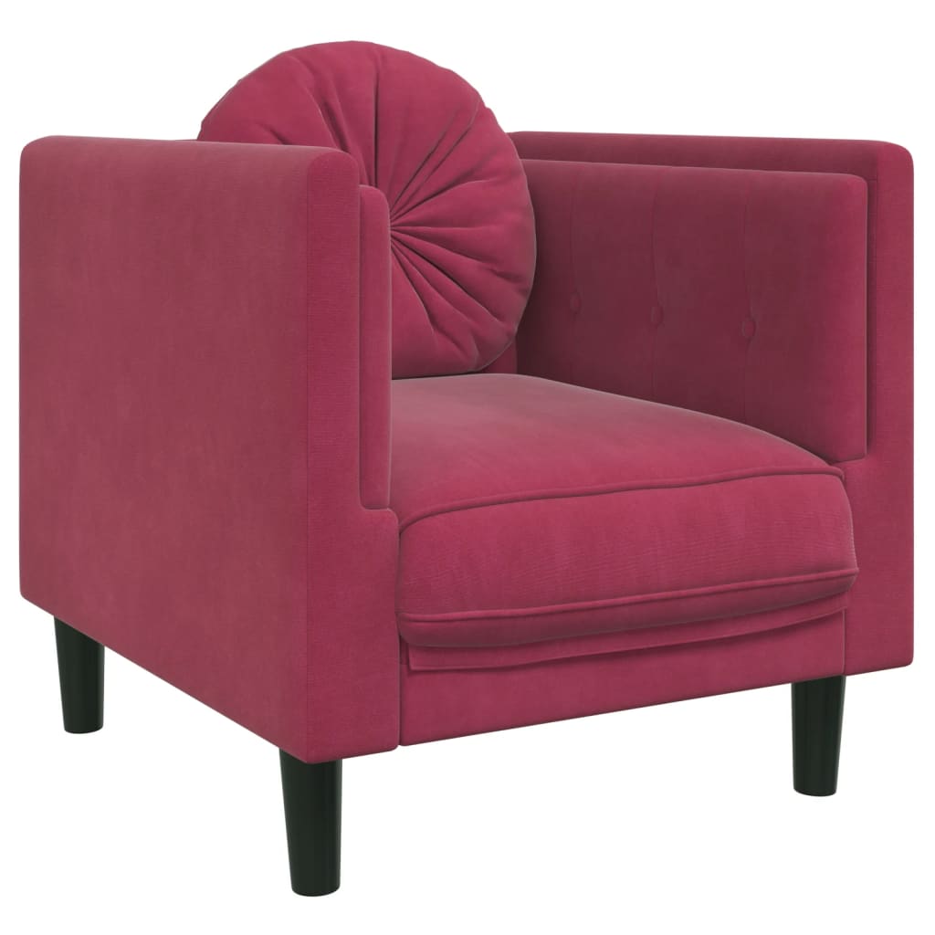 3 piece sofa set with cushions wine red velvet