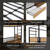 Bunk Bed, Iron + MDF, Double Shelf Board On the Side, Storage Space Under Bed, Bed Curtain Can Be Attached To Upper Bed, Black + Natural, 90x200cm