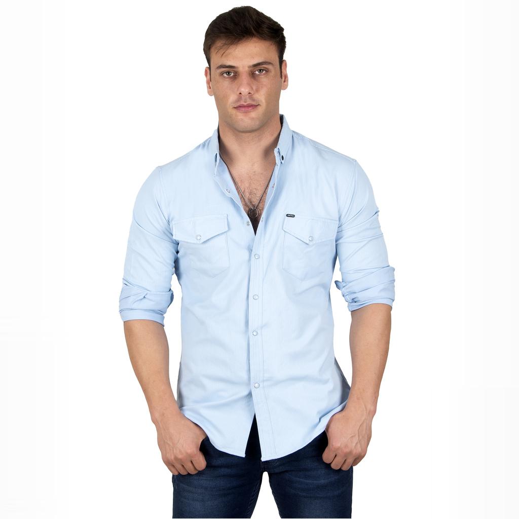 DeepSEA Herren-Hemd aus gestricktem Stoff mit Druckknopf und doppelter Tasche 2300415