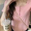 Kurzes T-Shirt für Damen im Sommer Neuer koreanischer Stil Lässig Slim Unterwäsche Student Slim Hohe Taille Student Top