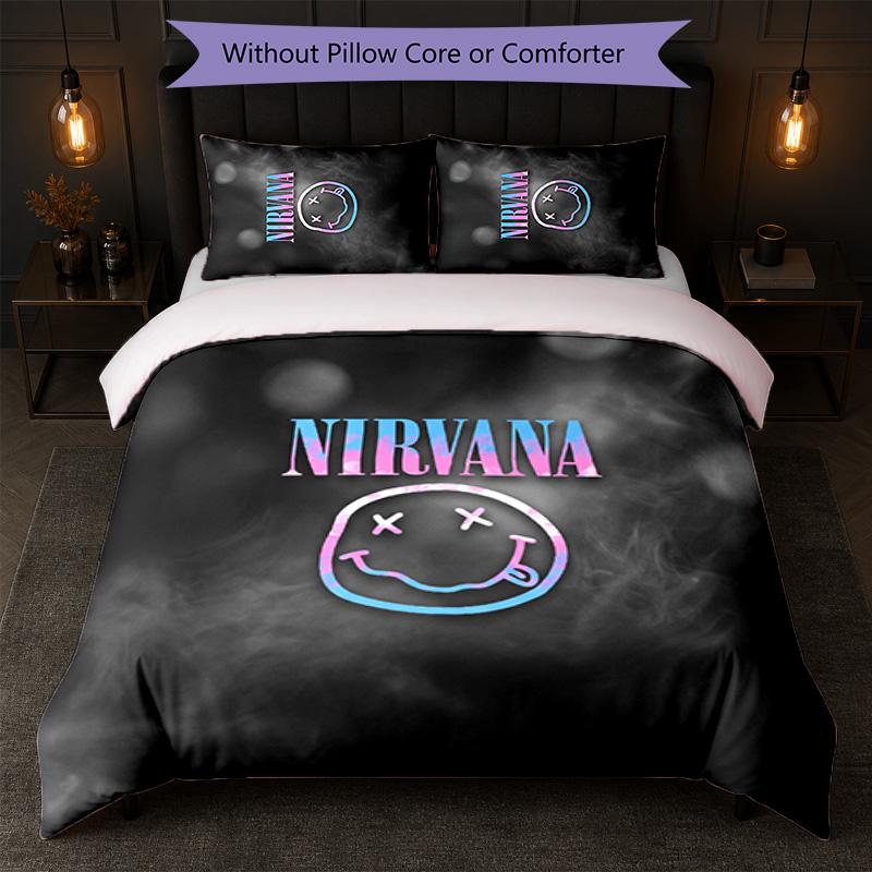 Nirvana Print 3Pcs Bedding Set Duvet Cover With Two Pillowcases Soft Bed Linen For Household Bedroom