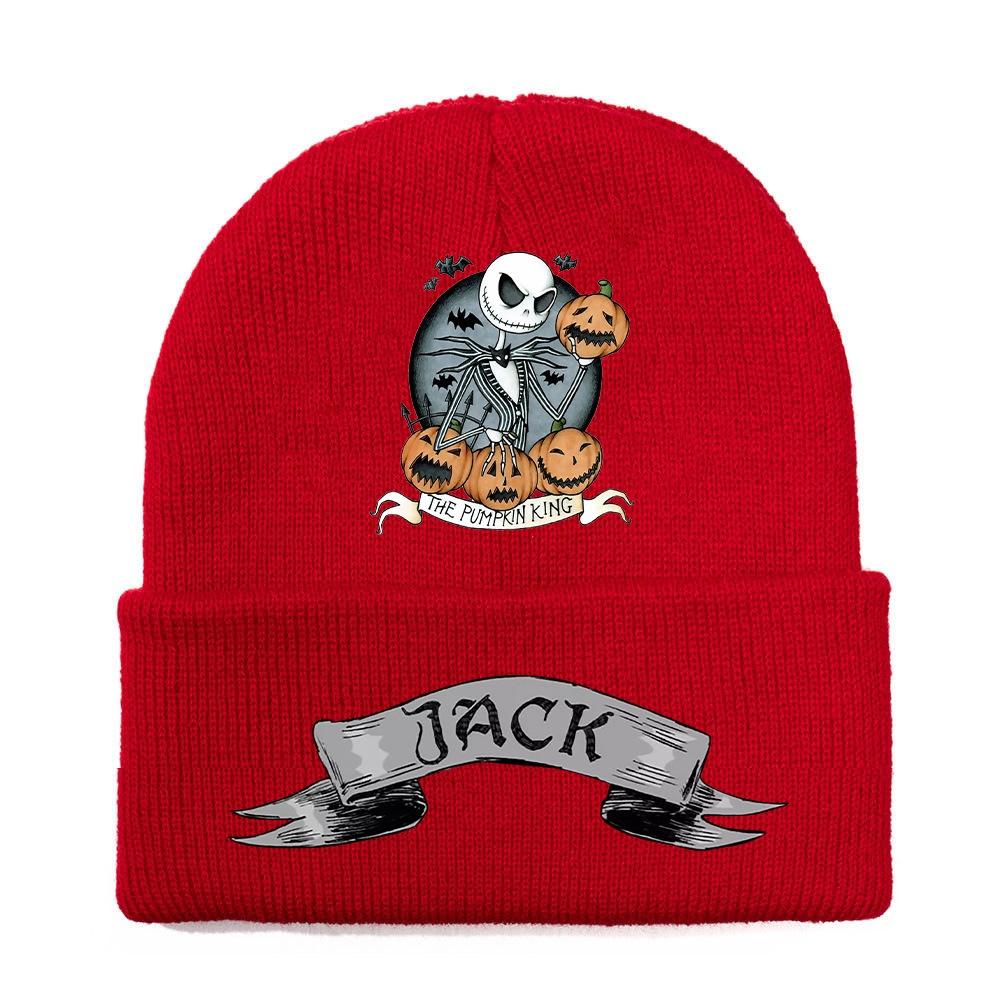 Jack Pumpkin Prince Knit Hat Colorful Halloween Print Unisex Winter Warm Cap