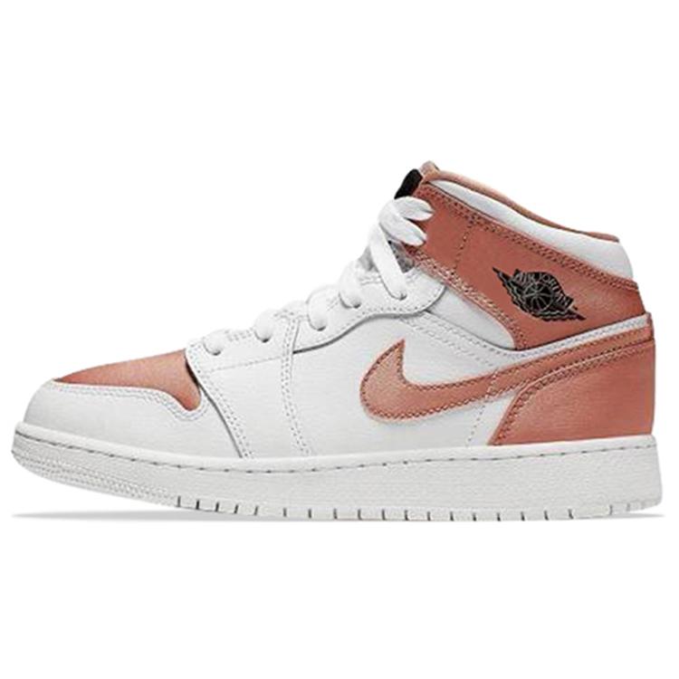 

New Jordan 1 Mid White Rose Gold GS 555112-190 38.5