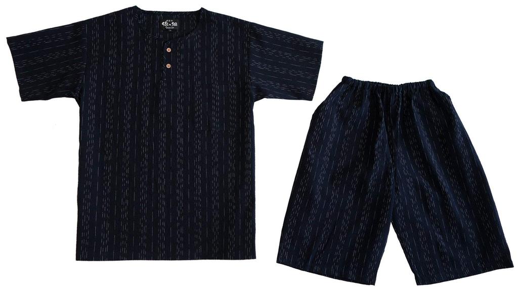 Watanosato Hergestellt in Japan Kurume Chijimi Gewebte Homewear Tafel (Watano Sato) Jinbei/Samue (L, Stoff)