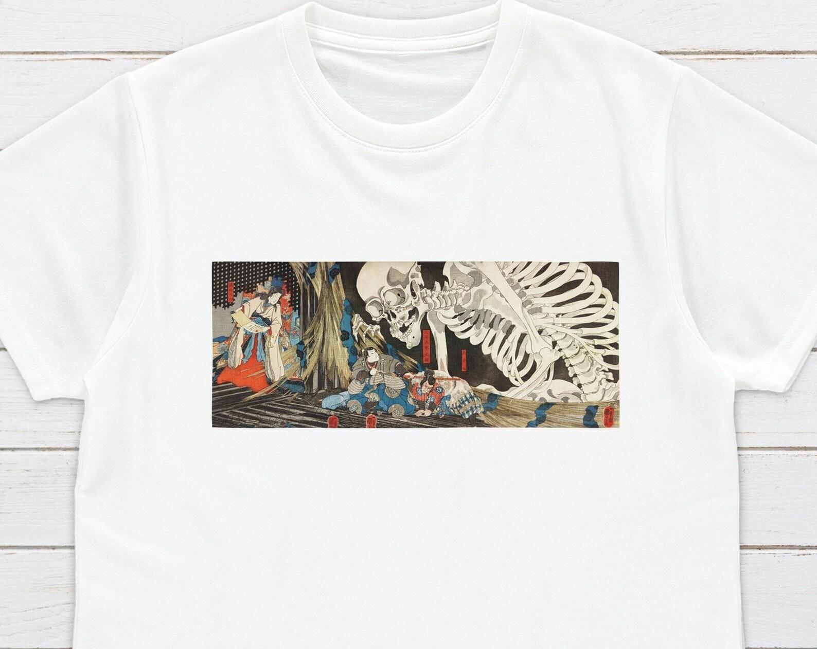 Ukiyo-e Skeleton T-Shirt: Japanese Woodblock Art by Kuniyoshi 2XL