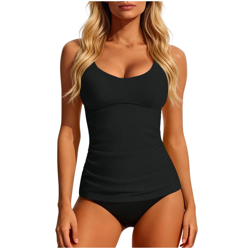 European and American Women's Clothing Spring New Fashion Casual Solid Color Split Swimsuit Set