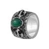 Gucci ring garden garden series wide inlaid tiger head frosted 925 silver malachite Silver 10