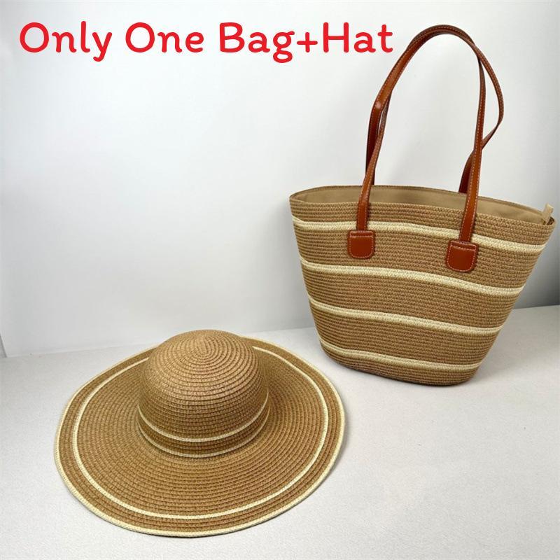 Straw Hat And Bag Set With Sun Protection For Outdoor Travel Casual Summer Adults